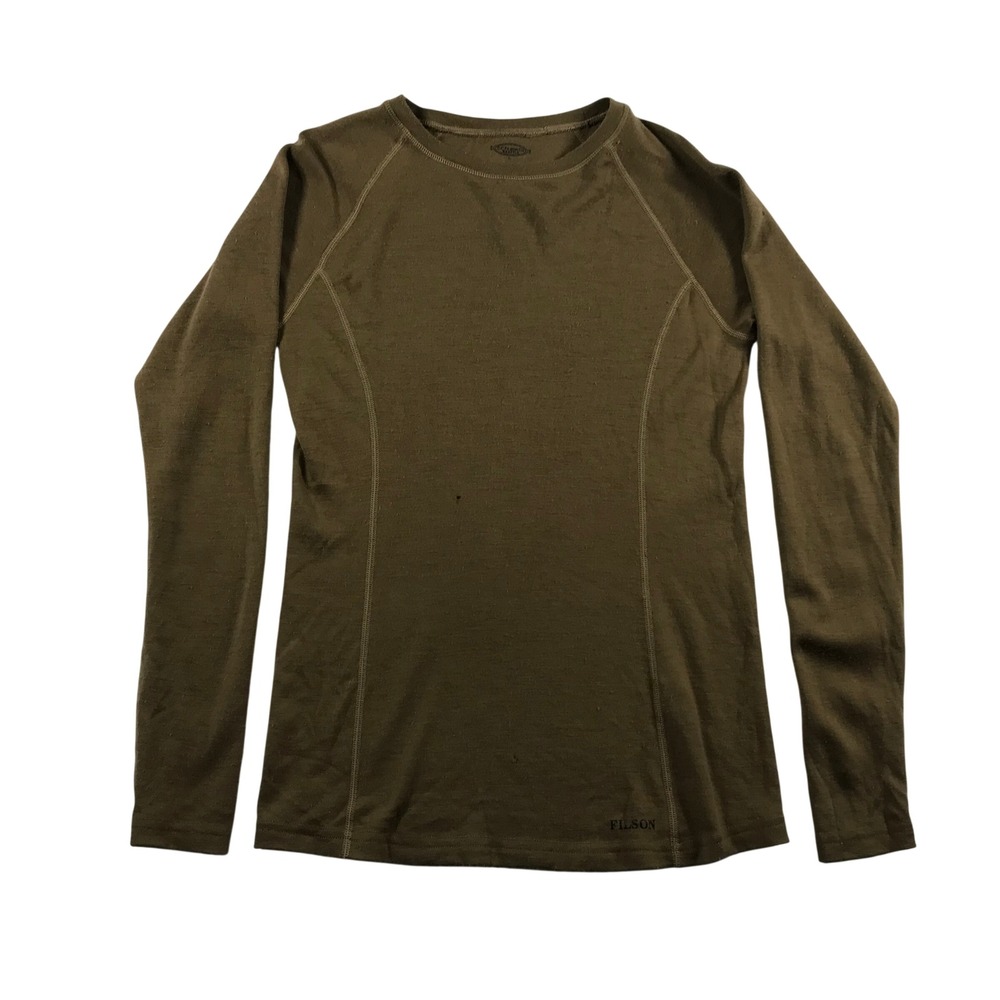 Filson Mens Merino Wool Long Sleeve Base Layer Shirt Brown Size L Crew Neck